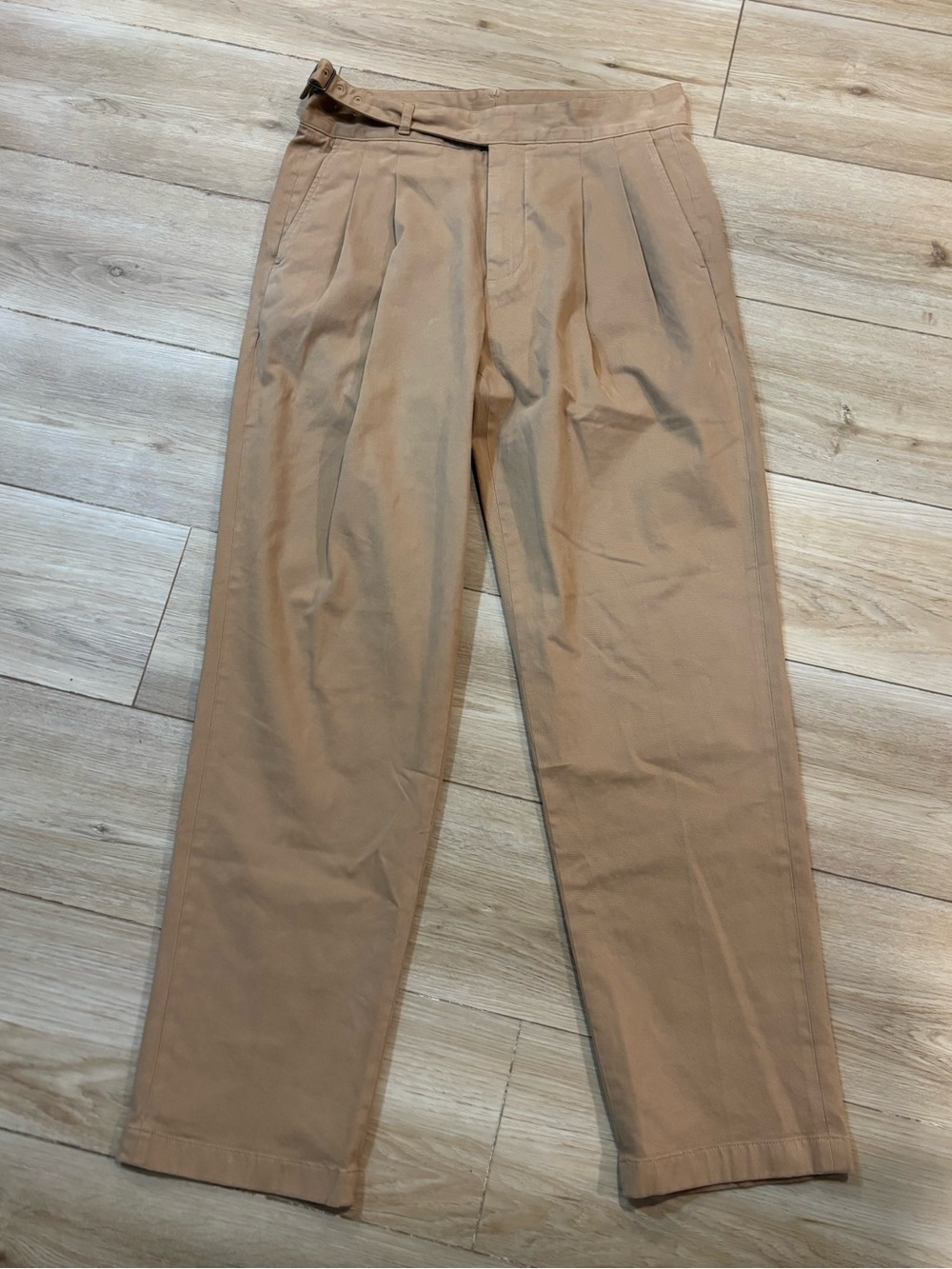 Bonobos Pants Mens 31x30 Khaki Pleated Chino Olimpias Belted Ghurka Tan